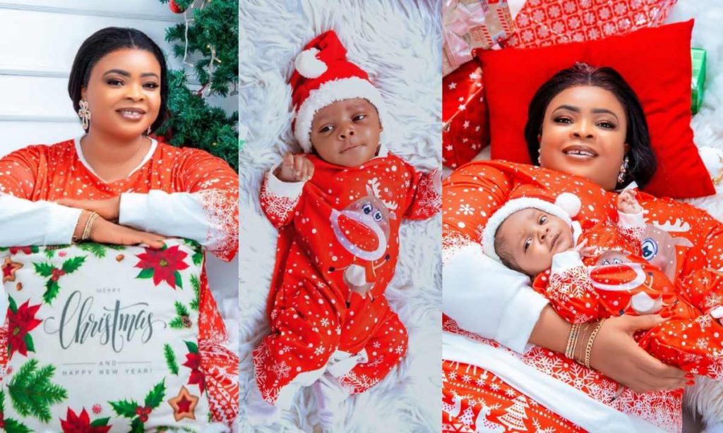 "My First Christmas As A Mother, Thank You SHAUN ABDULRASHEED For Coming To My Life"- Dayo Amusa Celebrates Christmas With Her Son