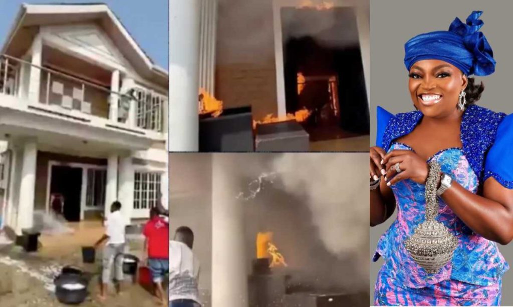 "See How She Was Calm During That Moment"- Fans React As Funke Akindele’s New House Catches Fire During Movie Shoot (Video)