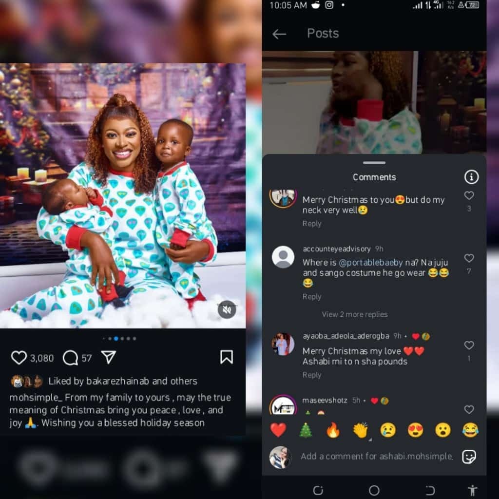 "Why You No Invite Your Husband Portable"- Fans Query Ashabi Simple As She Share Family Christmas Photos With He Children Alone